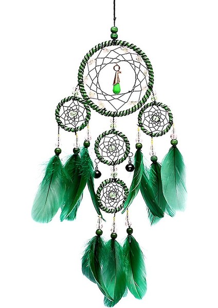 Yeşil Tüy Dream Catcher El Yapımı Duvar Asılı Kolye Dokuma Sanat Dekoru El Sanatları (Yurt Dışından)