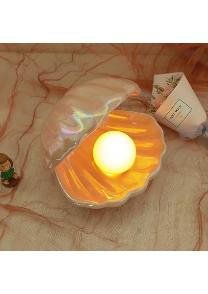 Seashell Inci Işık Accent Lamba Gece Işık Inci Deniz Kilidi Süsleme Koleksiyon Masa Centerpieces Ev Dekorasyonu Yatak Odası Oturma Odası Için, (Pembe) (Yurt Dışından)