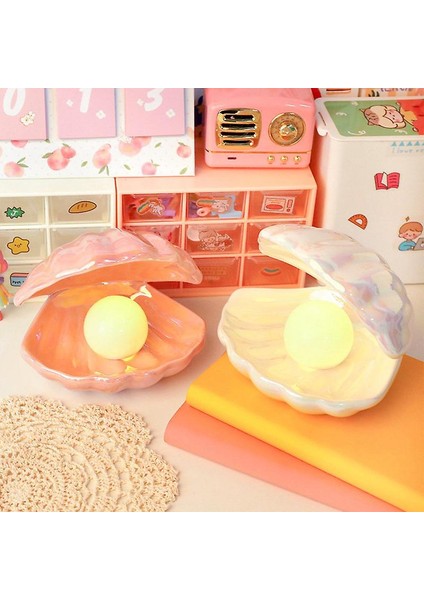 Seashell Inci Işık Accent Lamba Gece Işık Inci Deniz Kilidi Süsleme Koleksiyon Masa Centerpieces Ev Dekorasyonu Yatak Odası Oturma Odası Için, (Pembe) (Yurt Dışından)