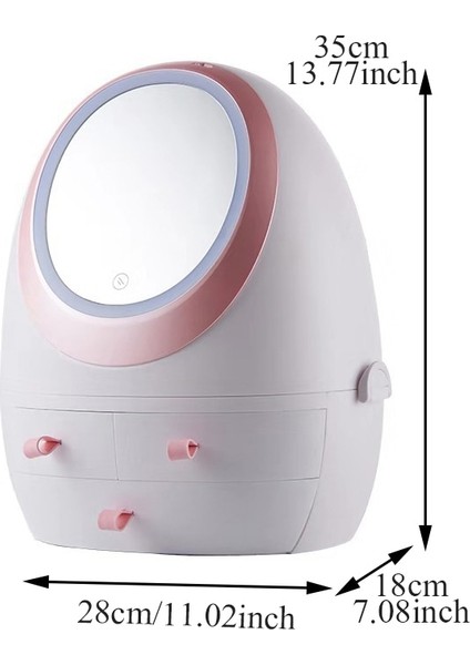 LED Kozmetik Saklama Kutusu Hd Ayna Makyaj Organizatör Ayrılabilir Masaüstü Organizatör Protable Yaratıcı Güzellik Kutusu (Yurt Dışından)