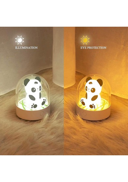 Gece Lambası Çocuk Bebek Gece Lambası Panda USB Şarj ile LED Gece Lambası Abd Odası, Bebek Odası, Yatak Odası, (Beyaz) (Yurt Dışından)