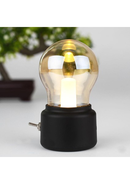 2021 LED Ampul Klasik Üfleme Masası Lambası Dekorasyon Işık Retro USB Şarj Edilebilir Gece Işık Masası Masa LED Lamba (Siyah) (Yurt Dışından)