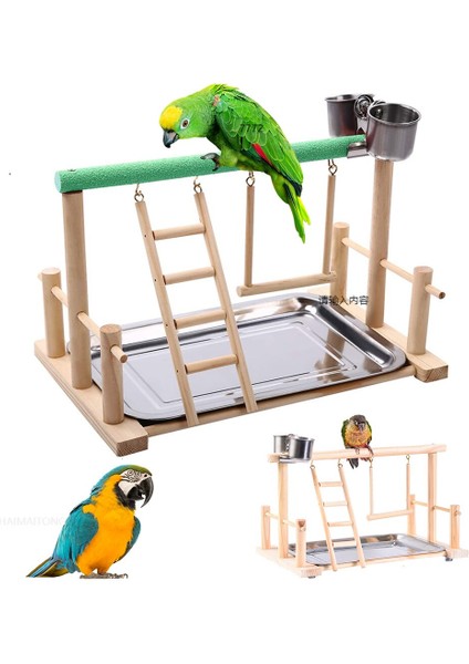 Pet Kuş Oyuncak Aktivite Merkezi Birdcage Kuş Perch Merdiven Hamak ile Standları Cockatiel Papağan Için Hamak Besleyici Bahçesi | Kuş Oyuncakları (Yurt Dışından) modelleri