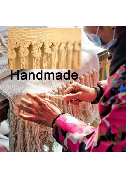 Püskül Goblen Makrome El Yapımı Dokuma Pamuk Keten Duvar Asılı Bez Nordic Sanat Goblen Boho Estetik Oda Dekorasyon | Dekoratif Gobiyeller (Yurt Dışından)