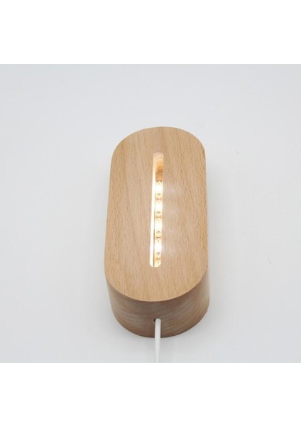 Oval Ahşap Taban USB Anahtarı ile LED Masa Lambası Modern Gece Lambası Akrilik 3D LED Gece Lambası Tutucu Monte Taban | LED Masa Lambaları (Yurt Dışından)