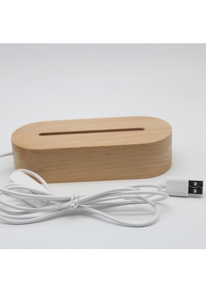 Oval Ahşap Taban USB Anahtarı ile LED Masa Lambası Modern Gece Lambası Akrilik 3D LED Gece Lambası Tutucu Monte Taban | LED Masa Lambaları (Yurt Dışından)