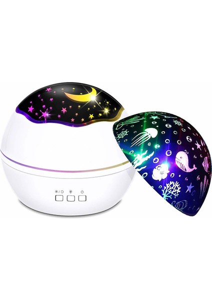 Yıldız Projektör Lambası Dönen LED Yıldızlı Gökyüzü Projektör Çocuk, 8 Romantik Işık Gece Lambası Çocuk Lamba Bebek Uyku Uyku Relax Veya Parti Için Aıds, (Beyaz) (Yurt Dışından)