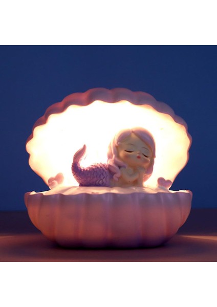 Mermaid Kabuk Yıldız Gece Lambası Küçük Gece Lambası Reçine Süslemeleri (Yurt Dışından)