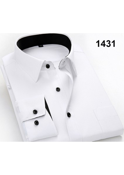 Erkeklerin Sonbahar ve Kış Uzun Kollu Gömlek Ince Iş Casual Erkek Düğün Groomsmen En Iyi Adam Taban Beyaz Gömlek Elbise (Yurt Dışından)