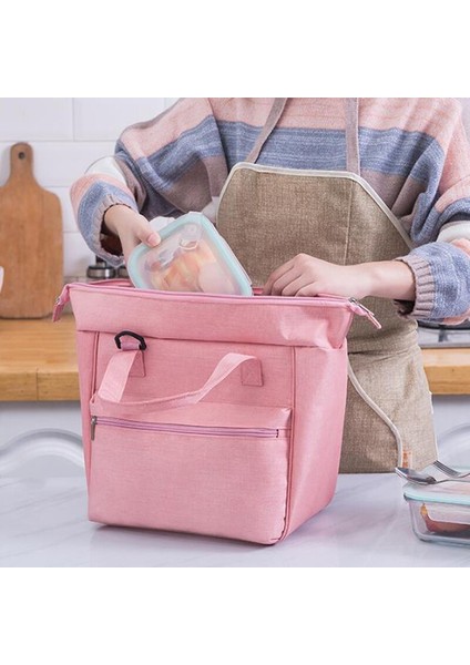 Soğutucu Çanta Su Geçirmez Naylon Taşınabilir Fermuar Termal Oxford Kadınlar Için Uygun Öğle Yemeği Kutusu Tote Gıda (Pembe) (Yurt Dışından) fırsatları