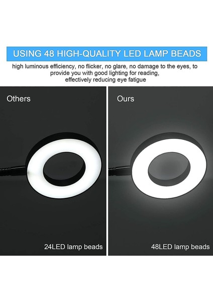 Lambalar Klip Lamba Disk 48LED Masa Lambası Okuma Lambası 3 Işık Modları 10 Dim Parlaklık USB Güç (Yurt Dışından)