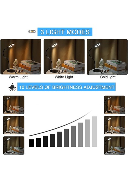 Lambalar Klip Lamba Disk 48LED Masa Lambası Okuma Lambası 3 Işık Modları 10 Dim Parlaklık USB Güç (Yurt Dışından)