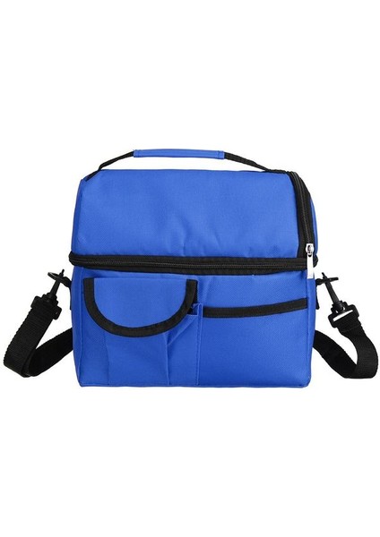 Taşınabilir Su Geçirmez Oxford Bez Yalıtımlı Öğle Yemeği Çanta Piknik Termal Soğutucu Piknik Çanta Omuz Çantaları Gıda Kutusu (Mavi) (Yurt Dışından)