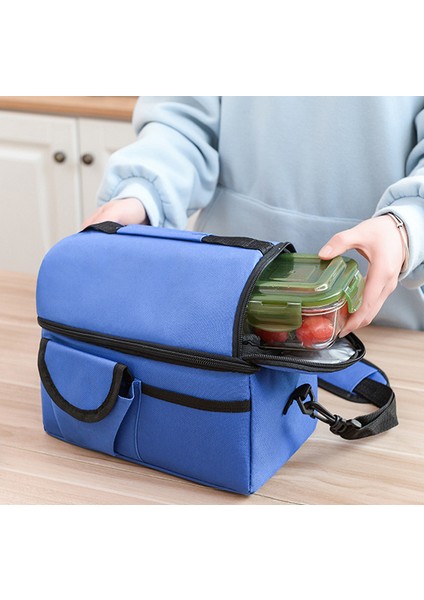 Taşınabilir Su Geçirmez Oxford Bez Yalıtımlı Öğle Yemeği Çanta Piknik Termal Soğutucu Piknik Çanta Omuz Çantaları Gıda Kutusu (Mavi) (Yurt Dışından) modelleri