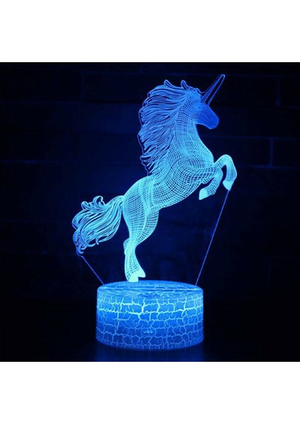 (Unicorn B) LED Gece Işık 7 Renkler 3D Unicorn Değişen USB Çocuk Odası Başucu Dokunmatik Lambalar (Yurt Dışından)