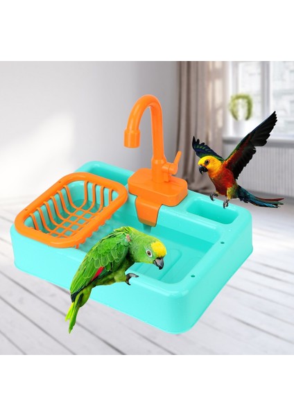 Papağan Kürek Havuzu Kuş Küveti Musluk Mutfak Playset Otomatik Papağan Küvet Duş Yüzme Havuzları Güvenli Kuşlar Oyuncak | Kuş Oyuncakları (Yurt Dışından) fırsatları