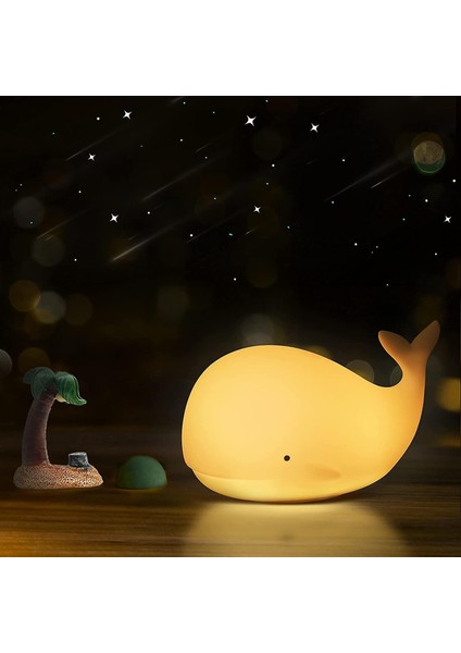 Sevimli Silikon LED Balina Gece Işığı Nightlight Çocuk ile Dokunmatik Anahtarı Taşınabilir Beyaz Işık (Beyaz) (Yurt Dışından) fiyatları