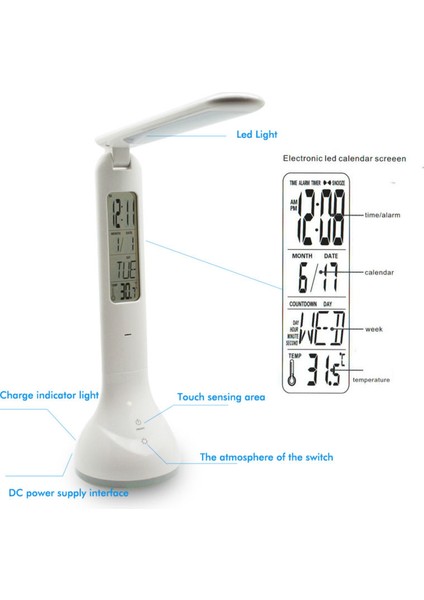 Kısılabilir Kitap Işık Masa Işık Takvim ile Katlanabilir Sıcaklık Çalar Saat Atmosfer Renkler Değiştirme LED Masa Lambası | Masa Lambaları (Yurt Dışından)