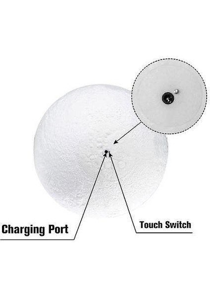 15 cm / 5.9in Ay Gece Lambası / 3D Baskılı Ay Küre Lambası (Yurt Dışından)