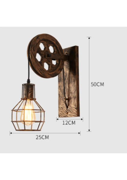 Loft Retro Endüstriyel Stil Kaldırma Duvar Lambası Restoran Yatak Odası Başucu Merdiven Koridor Kasnak Mağazası Duvar Lambası (Bronz) (Yurt Dışından)