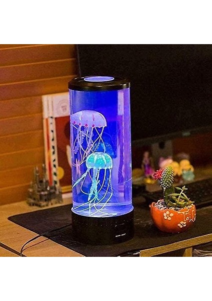 Akvaryum LED Masası Başbin Jellyfish Lambası ile 6 Renk Değiştirme (Büyük) (Yurt Dışından)