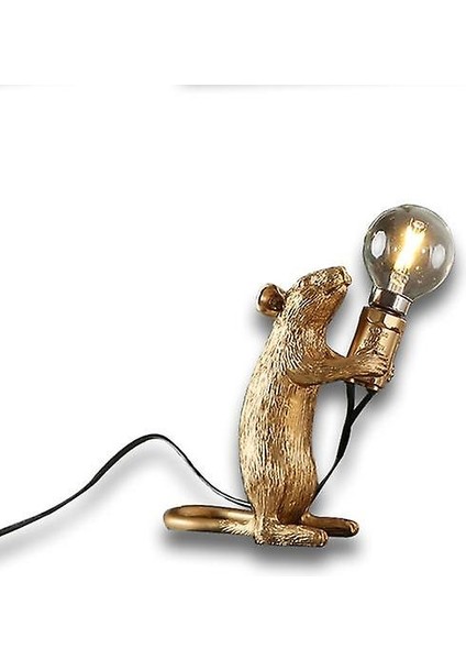 Fare Masası Lambaları Seletti Morden LED Başucu Masa Lambası Ev Yatak Odası Için Dekorasyon Art Deco Sıçan Gece Işıkları Ab / Au / Abd / Ingıltere Fiş (Ayakta Altın) (Yurt Dışından)