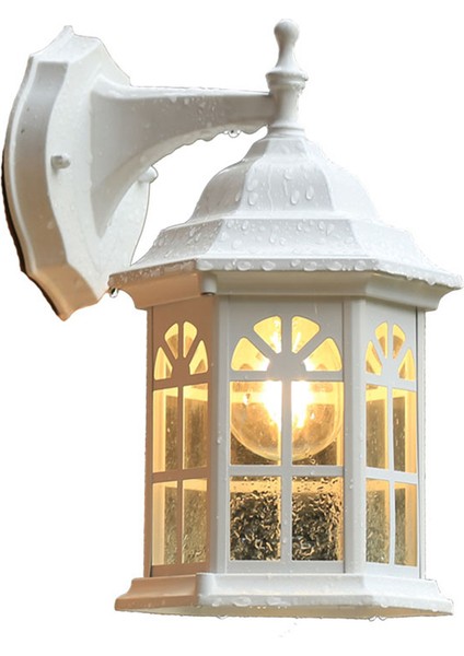 Bahçe Balkon Duvar Lambası, E27 Ampul Olmadan, Açık Teras Su Geçirmez Lamba, Retro Bar Açık Koridor Koridor Lambası, Beyaz (Yurt Dışından)