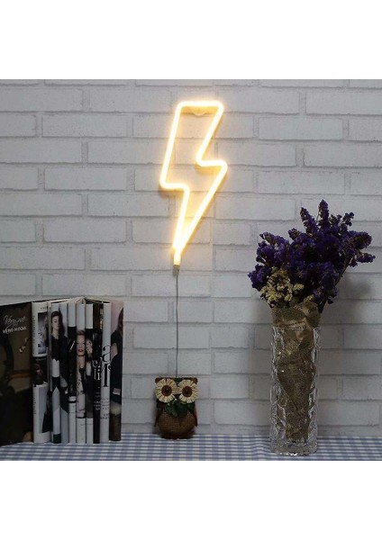 LED Neon Işaretler Sıcak Duvar Lambası Odası Dekor Işığı Işığı Çocuk Yatak Odası Tatil Bar Parti Düğün Noel (Yıldırım) (Yurt Dışından)