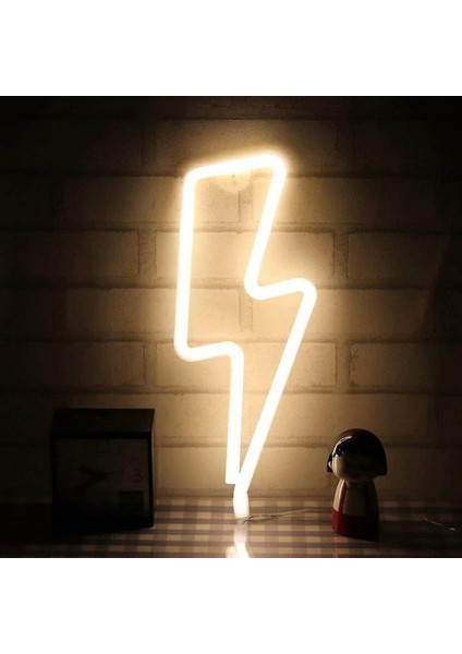 LED Neon Işaretler Sıcak Duvar Lambası Odası Dekor Işığı Işığı Çocuk Yatak Odası Tatil Bar Parti Düğün Noel (Yıldırım) (Yurt Dışından)