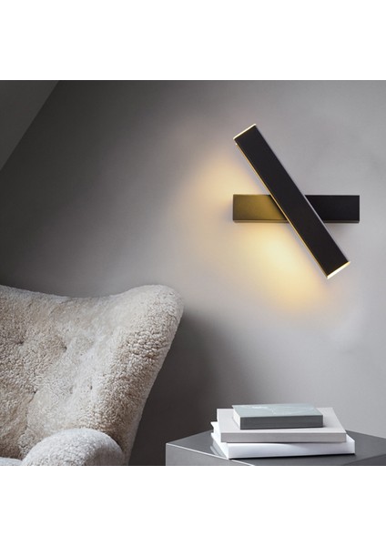 LED Başucu Lambası, 85-265 (V) LED 7 W Basit Yatak Odası Koridor Duvar Lambası Başucu Döner Duvar Lambası, Siyah (Yurt Dışından)