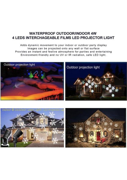 Su Geçirmez Açık / Kapalı 4W 4 Led'ler Değiştirilebilir Filmler LED Projektör Işık (Yurt Dışından)