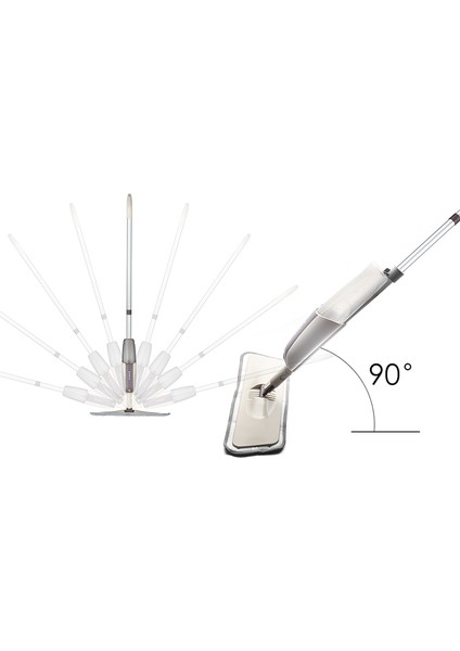 Sprey Paspas ile Mikrofiber Pedleri ile 360 Derece Metal Kolu Paspas Ev Mutfak Laminat Ahşap Seramik Fayans Zemin Temizleme | Paspaslar (Yurt Dışından)
