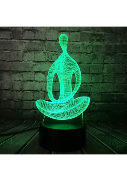 Meditasyon Yoga Catoon Şekli Gece Lambası 3D Optik Illusion Işıkları 7-Renk Akıllı Dokunmatik Düğme Kontrol Masa Lambası Dekor Odası Tatil Crea (Yurt Dışından)