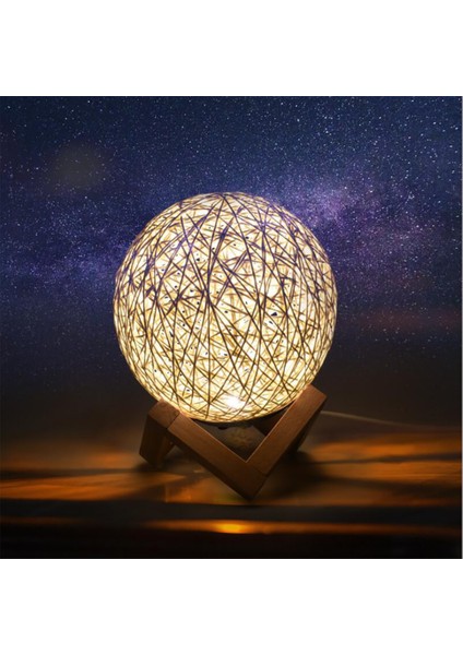 3 W LED Gece Lambası Sepak Takraw Lamba Eklentisi Yaratıcı Yıldızlı Gökyüzü Dileğiyle Masa Lambası Başucu Lambası Romantik Kız Net Kırmızı Hediye (Yurt Dışından)