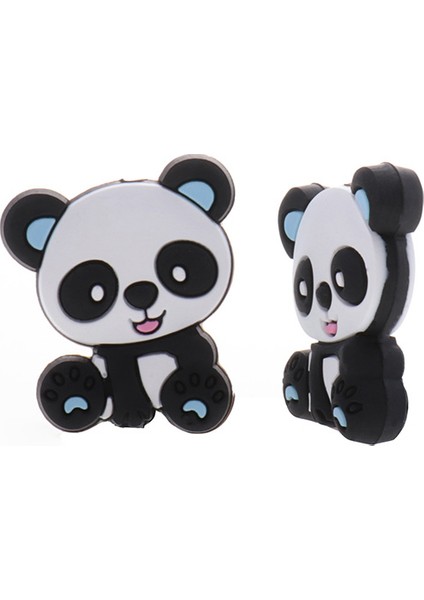 5 Adet Panda Silikon Hayvan Bebek Diş Kaşıyıcı Kemirgen Yenidoğan Çiğneme Emzik Zincir Aksesuarları Diş Hediye | Bebek Dişleri (Gri) (Yurt Dışından)