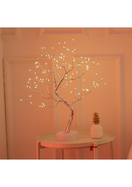 108 LED USB Masa Lambası Bakır Tel Noel Yangın Ağacı Gece Lambası Masa Lambası Ev Masaüstü Dekorasyon Noel Dekorasyon (108 Işıklar Beyaz) (Yurt Dışından)