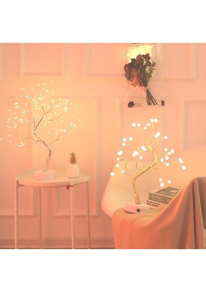108 LED USB Masa Lambası Bakır Tel Noel Yangın Ağacı Gece Lambası Masa Lambası Ev Masaüstü Dekorasyon Noel Dekorasyon (108 Işıklar Beyaz) (Yurt Dışından)