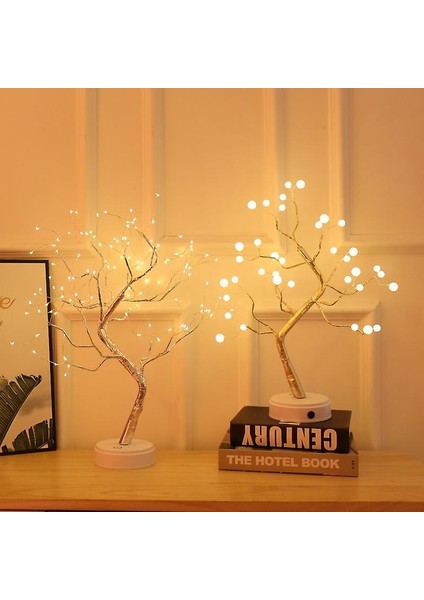 108 LED USB Masa Lambası Bakır Tel Noel Yangın Ağacı Gece Lambası Masa Lambası Ev Masaüstü Dekorasyon Noel Dekorasyon (108 Işıklar Beyaz) (Yurt Dışından)