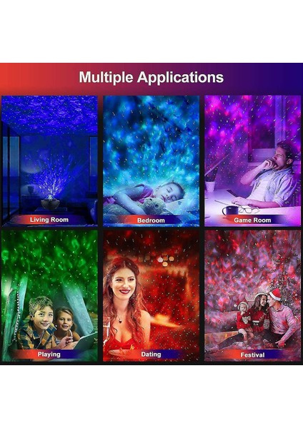 LED Yıldızlı Galaxy Gece Lambası Projektör Hoparlör ile 10 Renkler 21 Modları (Beyaz) (Yurt Dışından)