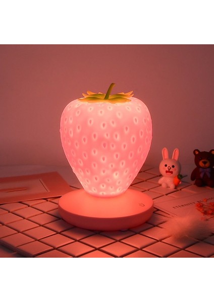 Yaratıcı Masa Lambaları Çilek Tarzı + USB Şarj Edilebilir + Dokunmatik Anahtarı LED Dim Gece Lambaları Çocuklar Başucu Işık Pun Besleme Lambası | LED Masa Lambaları (Yurt Dışından)