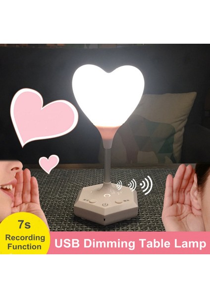 Moda 3D LED Gece Lambası Kalp Şekli Dokunmatik Dimmer Masa Lambası B Table Ses Kaydı Işık (Yurt Dışından)