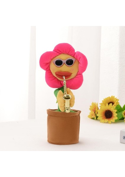 (Gül Kırmızı) Kısa Peluş Elektrikli Bebek Ayçiçeği Ayçiçeği, Şarkı Söyleyebilir, Dans Edebilir, Bükebilir ve Parlayabilir (Yurt Dışından)