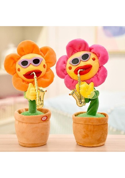 (Gül Kırmızı) Kısa Peluş Elektrikli Bebek Ayçiçeği Ayçiçeği, Şarkı Söyleyebilir, Dans Edebilir, Bükebilir ve Parlayabilir (Yurt Dışından)