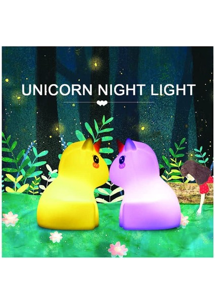 Kids Unicorn Gece Lambası, Sarılabilir Kreş Işık, Silikon LED Lamba (Yurt Dışından)