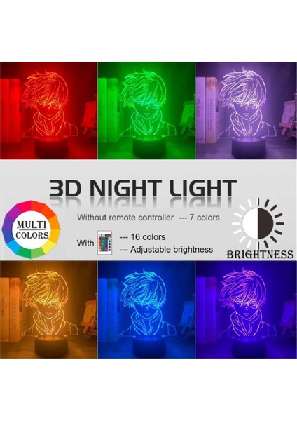 3D LED Lamba Anime My Hero Academia Shoto Todoroki Yüz (Yurt Dışından) fırsatları