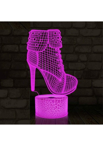 3D Yüksek Topuklu Ayakkabılar İçin Gece Lambası İllüzyon 7 (Yurt Dışından)