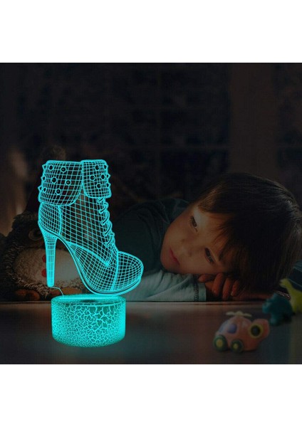 3D Yüksek Topuklu Ayakkabılar İçin Gece Lambası İllüzyon 7 (Yurt Dışından)