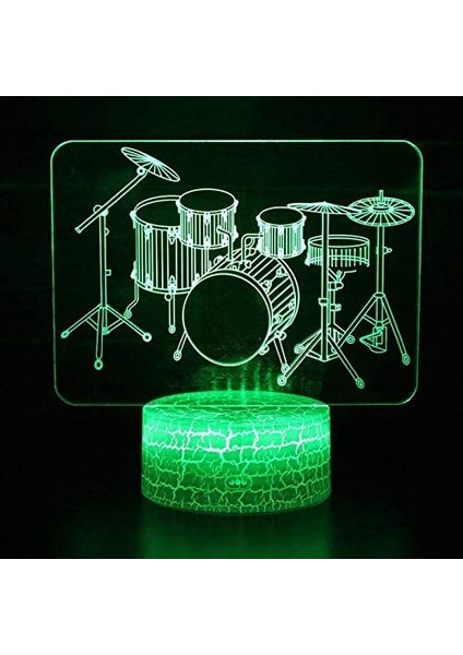 3D Davul Müzik Gece Işığı Lamba İllüzyon Gece Lambası (Yurt Dışından)