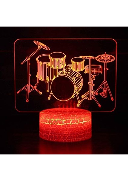 3D Davul Müzik Gece Işığı Lamba İllüzyon Gece Lambası (Yurt Dışından)