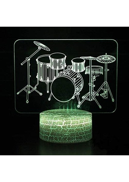 3D Davul Müzik Gece Işığı Lamba İllüzyon Gece Lambası (Yurt Dışından)